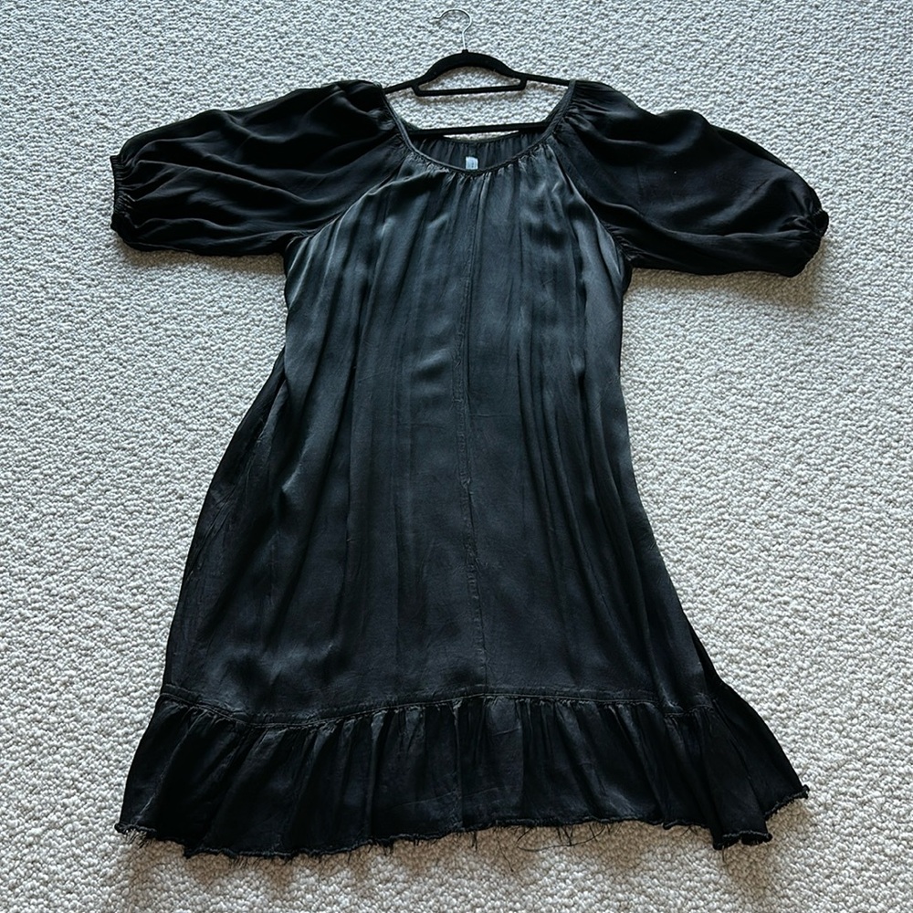 Raquel Allegra black satin tunic dress